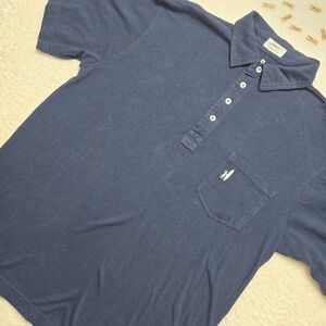 Johnnie O Mens Polo Shirt Medium Navy Blue Surfer Logo Cotton Casual Top